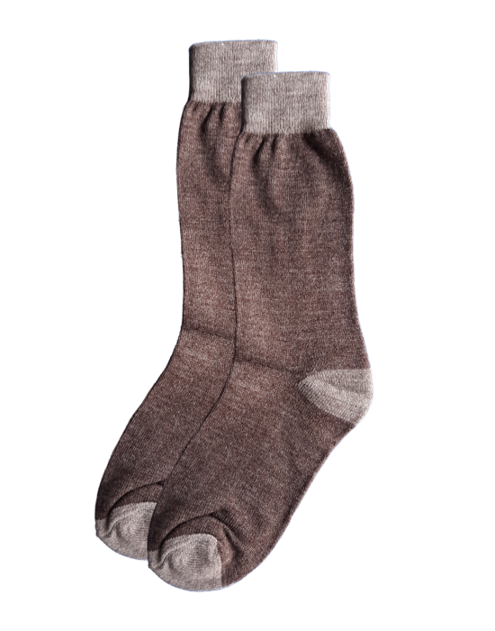 Men acrylic socks plain design brown